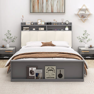 Full Size Bed Frame with Storage Modern Platform Bed with Headboard-Full Size view 3