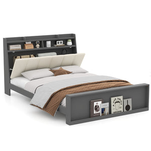 Full Size Bed Frame with Storage Modern Platform Bed with Headboard-Full Size view 4