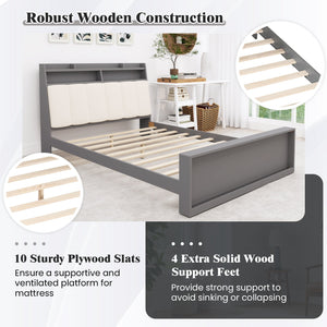Full Size Bed Frame with Storage Modern Platform Bed with Headboard-Full Size view 8