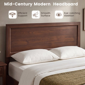 Full Size Modern Bed Frame with Headboard No Box Spring Needed-Walnut view 7