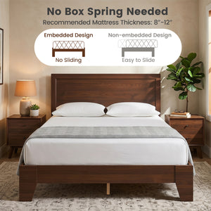 Full Size Modern Bed Frame with Headboard No Box Spring Needed-Walnut view 8