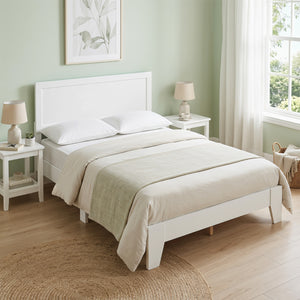 Full Size Modern Bed Frame with Headboard No Box Spring Needed-White view 5