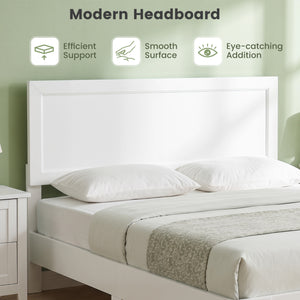 Full Size Modern Bed Frame with Headboard No Box Spring Needed-White view 8