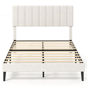 Full Size Velvet Upholstered Platform Bed Frame view 4