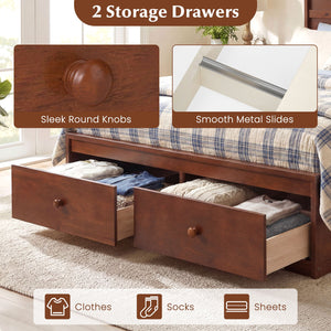 Full Size Wooden Platform Bed Frame with Storage Drawers-Walnut view 5