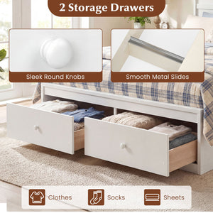 Full Size Wooden Platform Bed Frame with Storage Drawers-White view 5