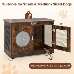 Furniture Style Dog Crate for Small and Medium Dogs with Translucent Window and Lockable Door-Rustic Brown view 5