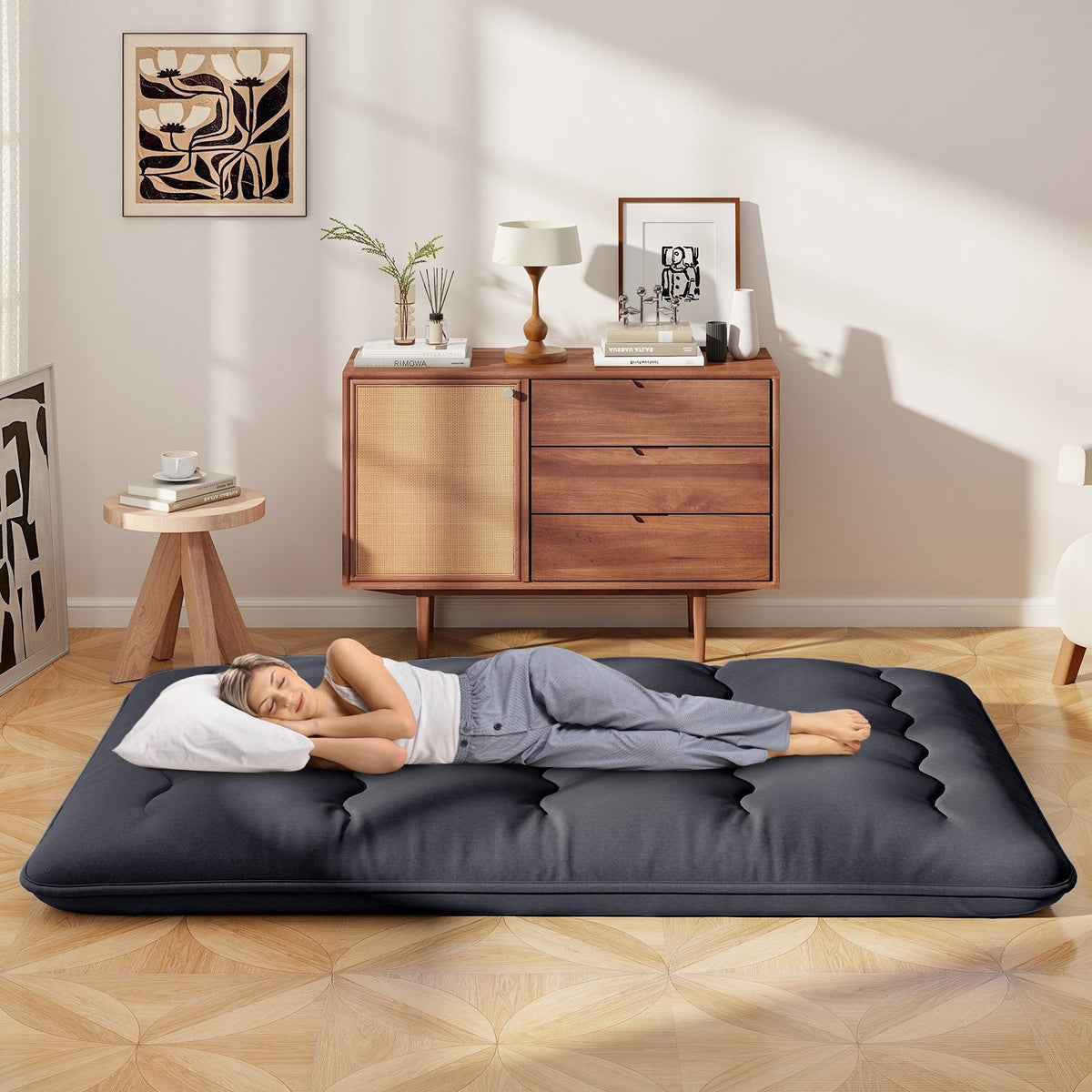 Futon Mattress with Washable Cover and Foldable Mat-Full Size view 2