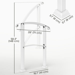 1-3 Step Handrails for Outdoor Steps, Porch Deck Railing, Metal Outdoor Stair Railing with Installation Kit, White