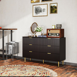 Modern Chest of Drawers 4 Drawer Dresser for Bedroom with Gold Legs and Handles, Black – view 21
