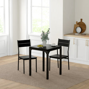 Dining Table Set for 2, 3 Piece Kitchen Table and Chairs with Metal Legs for Small Spaces, Natural Wood