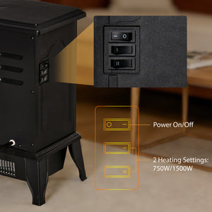 Electric Fireplace Heater, Freestanding Fireplace Stove with Realistic Flame Effect – view 4