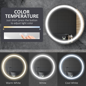LED Bathroom Mirror for Vanity, Dimmable Lighted Anti Fog Wall Mirror with 3 Temperature Colors, Plug-in, 24 Inch