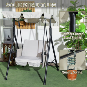 1-Seat Outdoor Porch Swing Patio Swing with Adjustable Canopy, Removable Seat and Back Cushion for Garden, Poolside