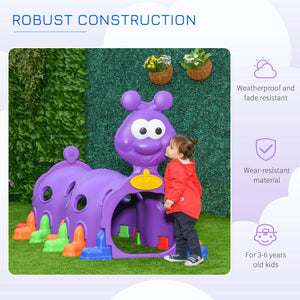 Qaba Caterpillar Design Tunnel for Kids to Crawl Through, for 3-6 Years, Multicolour