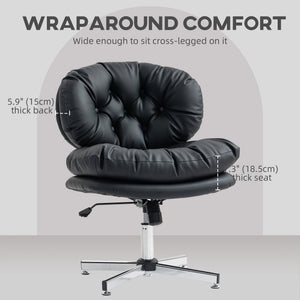 Computer Desk Chair, Armless Office Chair with Wide Padded Seat and Adjustable Height, Cream White – view 31