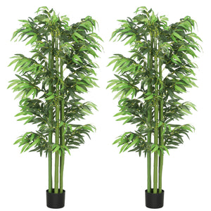 6FT Artificial Bamboo Trees Set of 2, Fake Plants with Nursery Pot for Indoor Decor