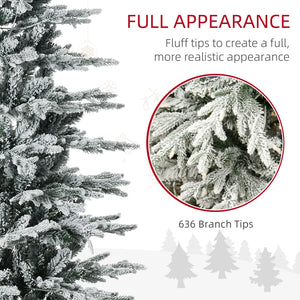 6' Pre Lit Arctic Fir Artificial Flocked Christmas Trees, with Snow Branches, Warm White UL Listed Clear Lights