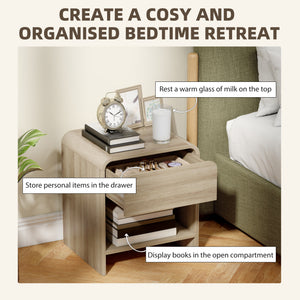 Nightstand Set of 2, Modern Bedside Table with Rounded Corners, Nightstand with Drawer and Open Shelf – view 4