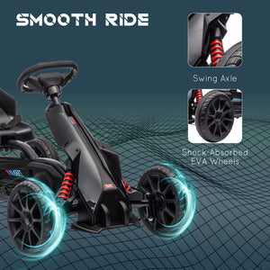 Aosom Pedal Go Kart with Adjustable Seat, Forward, Backward, Handbrake, Shock Absorption for 3-8 Years, Black