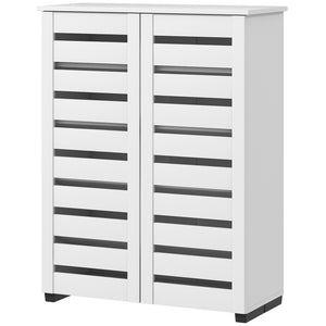 Narrow Shoe Cabinet with Slatted Doors, Adjustable Shelves for 20 Pairs of Shoes – view 3