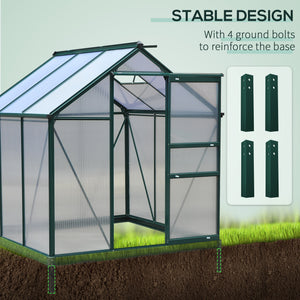 6.2' x 6.3' x 6.6' Clear Polycarbonate Greenhouse, Large Walk-In Green House Garden, Plants Grow, Galvanized Sheet Frame w/ Slide Door