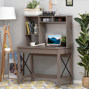 Computer Desk with Hutch, Home Office Table with Storage Shelves and Open Compartments for Writing, Work – view 6