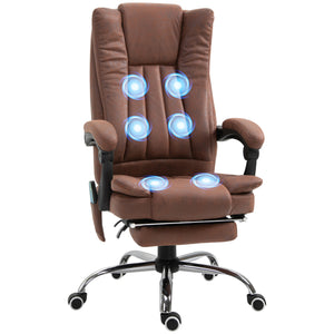 Office Chair 6-point Vibration Massage Chair Micro Fiber Recliner with Retractable Footrest Black – view 8