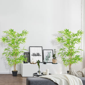 Artificial Bamboo Tree, 4ft Fake Tree with Realistic Leaf and Natural Trunk, Decorative Plant in Nursery