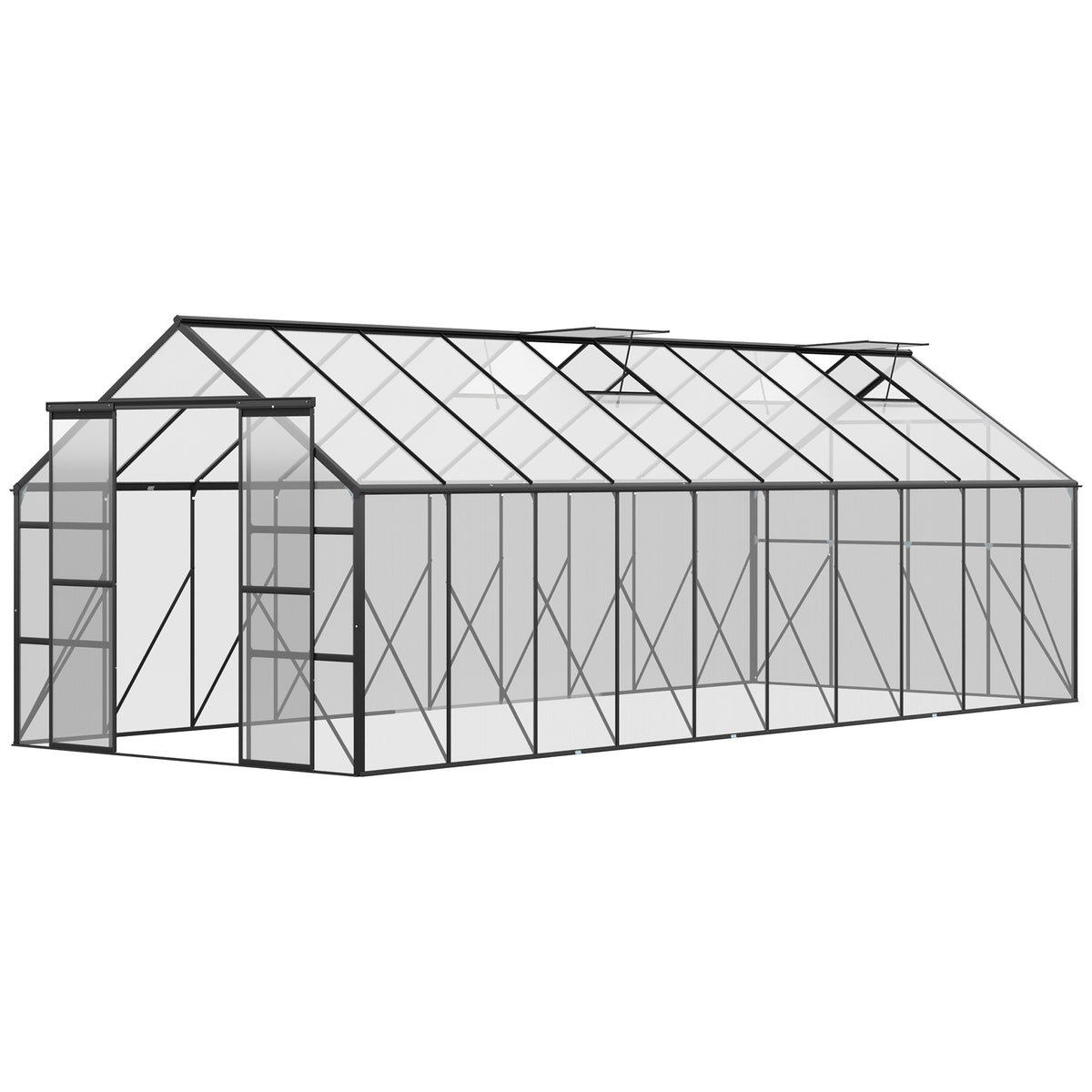 16' x 8' Aluminum Polycarbonate Greenhouse Walk-in Garden Greenhouse Kit with Adjustable Roof Vent – view 2