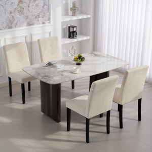 Modern Dining Chairs Set of 4, Kitchen Chairs with Rubberwood Legs and Padded Seat, Beige – view 7
