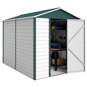 9' x 6' Garden Shed, Outdoor Storage Patio Shed w/ Sloped Roof, Lockable Door for Patio Lawn, Dark Grey