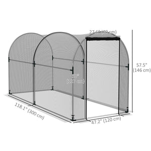 4.9' x 3.9' Crop Cage with Zipper Roll-Up Door, Mesh Plant Protection Tent from Animals with Galvanised Steel Frame
