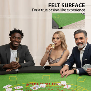 Soozier Poker Table Foldable, 72" 8 Player Casino Leisure Blackjack Texas Holdem Poker Table with 7 Cup Holders, Green