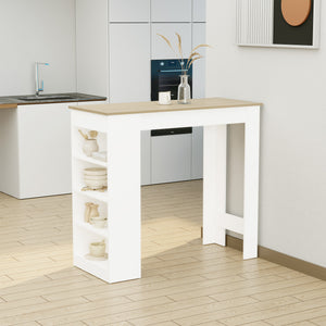 Bar Table, High Top Pub Table with 4 Storage Shelves, Modern Bar Height Table for Home Bar, Kitchen, Grey – view 14