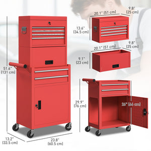Large Tool Cabinet, 3-in-1 Rolling Tool Chest, Detachable Tool Storage Organizer with 6 Drawers and – view 9