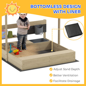 Kids Sandbox with Cover Kitchen Playset Toys, Wooden Sand Box with Seat, Storage, for 3-7 Years Old, Grey – view 12