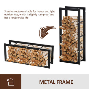 15.7" x 9.8" x 39.4" Firewood Rack Outdoor, Log Holder Fireplace Storage Rack with Handles and 220 lbs. – view 5