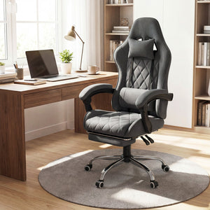 Gaming Chair Height Adjustable Computer Chair with Headrest and Lumbar Support-Gray view 2