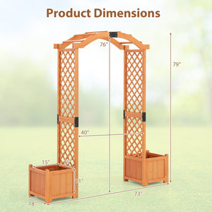 Wooden Garden Arbor with Planter and Trellis for Climbing Plants Decorations-Orange view 5
