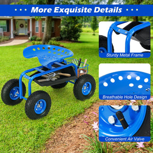 Garden Cart with Heavy Duty Tool Tray-Blue view 6
