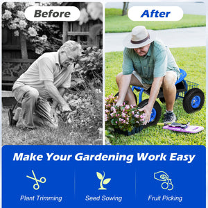 Garden Cart with Heavy Duty Tool Tray-Blue view 7