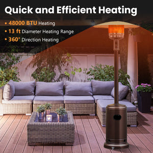48000 BTU Stainless Steel Propane Patio Heater with Trip over Protection-Bronze view 7