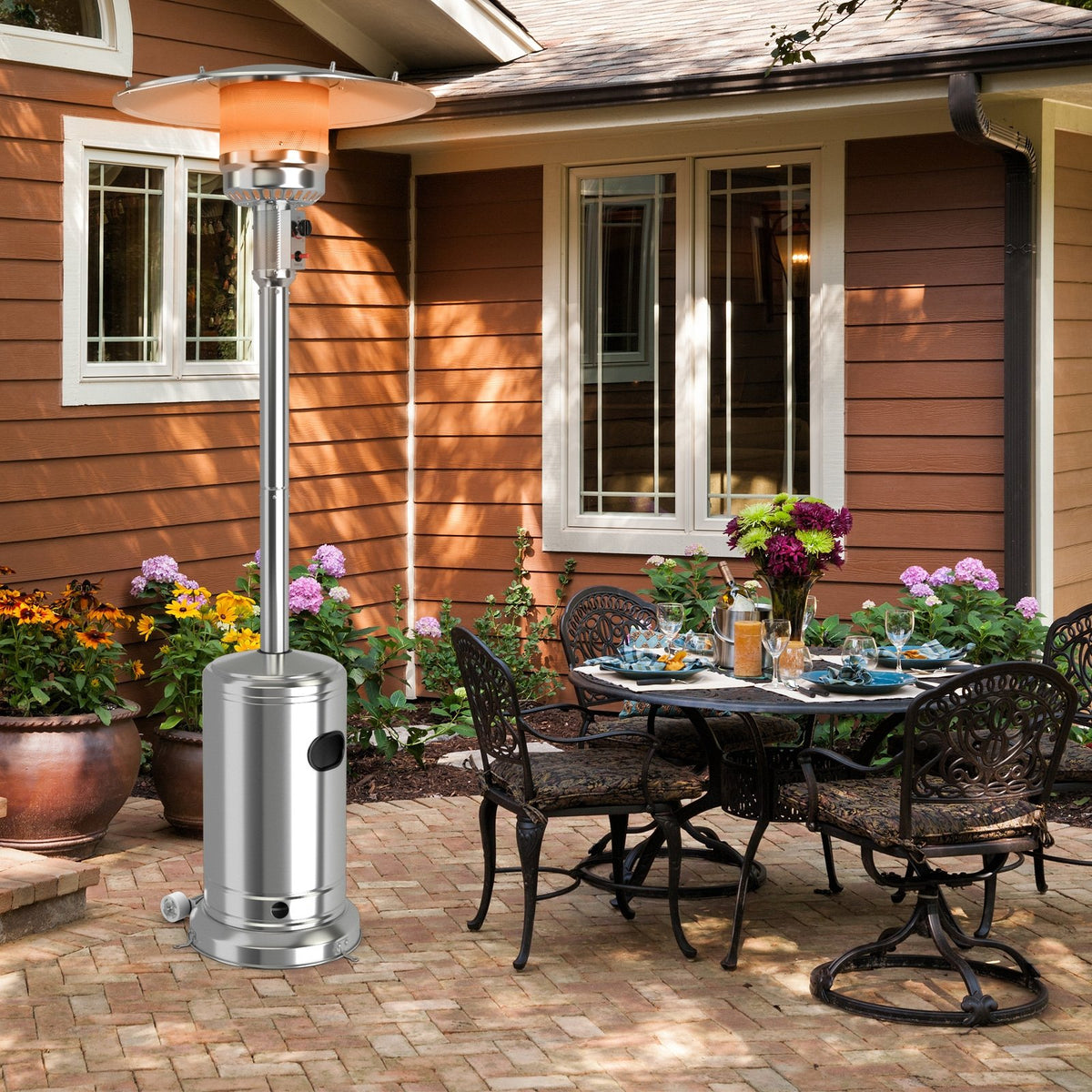 Garden Propane Standing LP Gas Steel Accessories Heater-Silver view 2