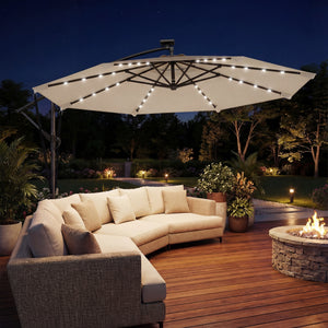 11.3 ft Cantilever Patio Umbrella with Light, Cover, Aluminium UPF50+ Offset Outdoor Umbrella Parasol – view 14