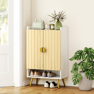Entryway Shoe Storage Cabinet, Narrow Shoe Cabinet with Adjustable Shelves and Open Shelf for 15 Pairs of – view 14