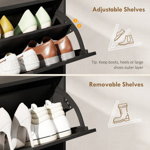 Narrow Shoe Cabinet, Shoe Storage Cabinet with 4 Flip Drawers and Adjustable Shelves for 16 Pairs of Shoes – view 5