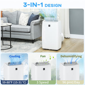 12000 BTU Portable Air Conditioner, AC Unit with Cool, Dehumidifier, Fan, 550 Sq. ft, 24H Timer On Off, Window Kit