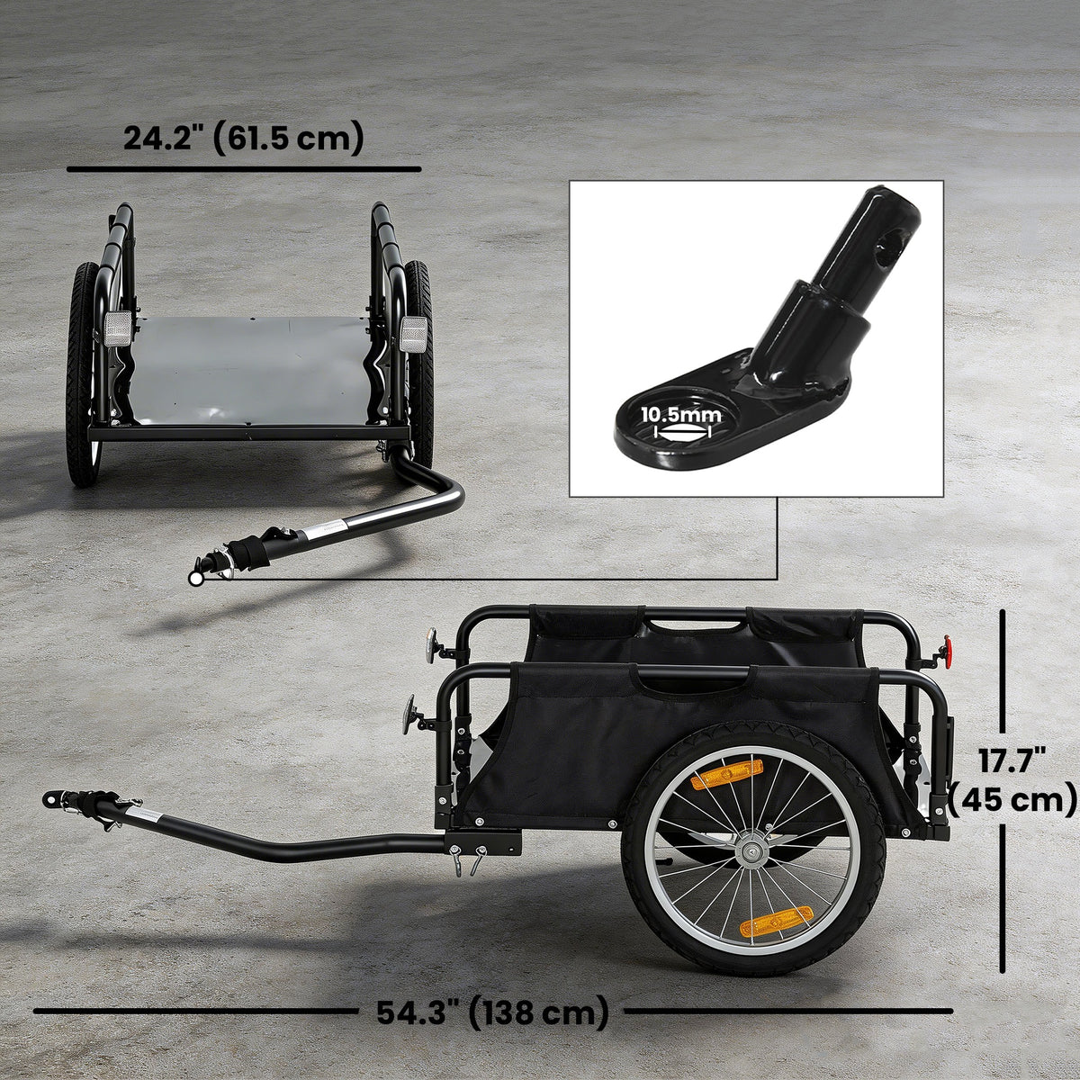 Soozier Bike Cargo Trailer, Bicycle Trailer Wagon Cart with Quick Release 16" Pneumatic Wheels, Red Flag