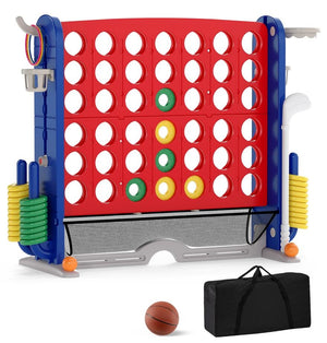 Giant 4-in-a-Row Game Set Jumbo 4-to-Score Game with Storage Bag-Red